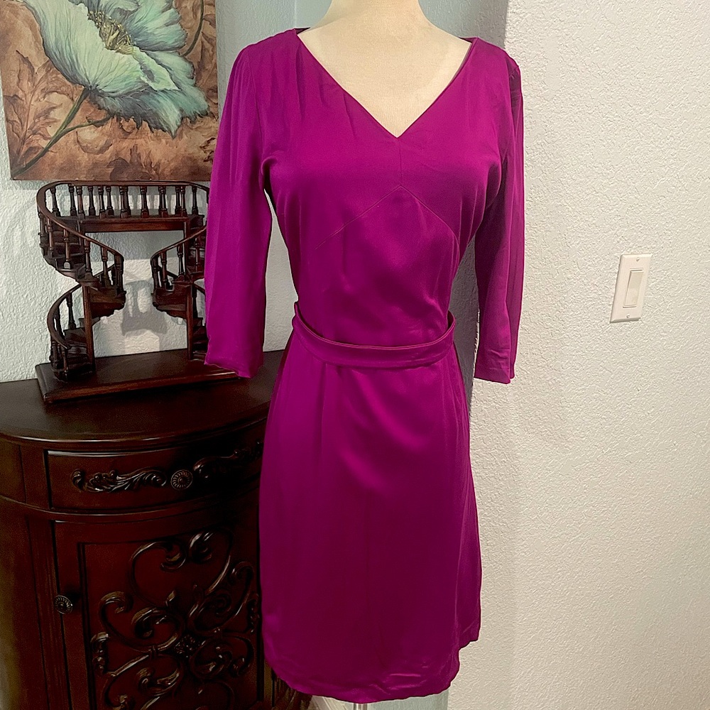 Hugo Boss magenta midi Dress,  3/4sleeve,